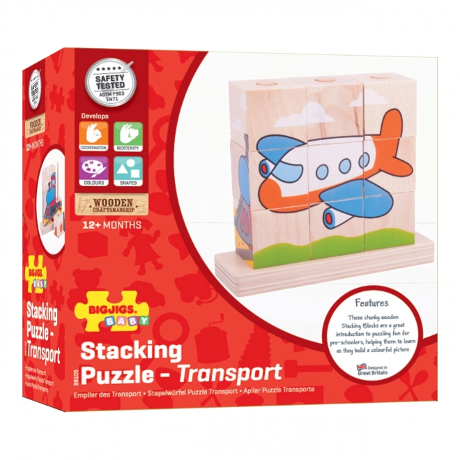 Drevené puzzle Bigjigs Baby Dopravné prostriedky