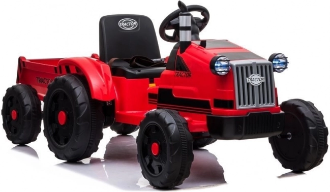 Elektrický traktor s prívesom červený