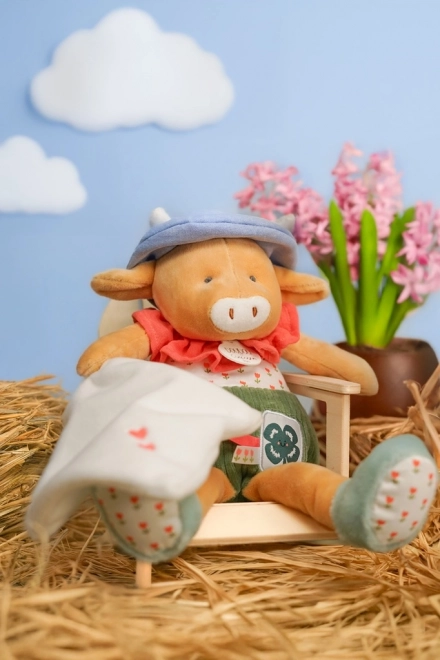 Doudou darčeková sada kravka Aneth s dekou zelená 28 cm