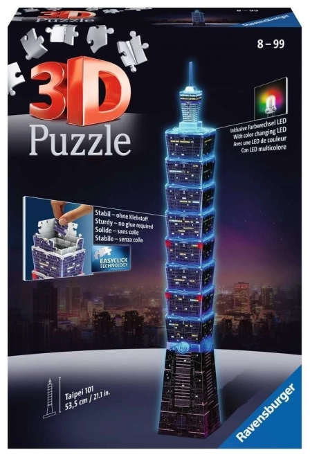 Svietiaca 3D puzzle Nočná edícia Taipei 101