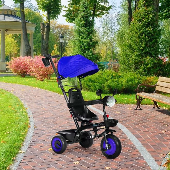 3v1 detská trojkolka s otočným sedadlom a strieškou modrá ECOTOYS
