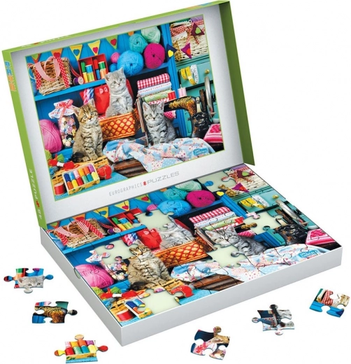 Puzzle EUROGRAPHICS Connecting Pieces Mačacie pletenie 48 dielikov