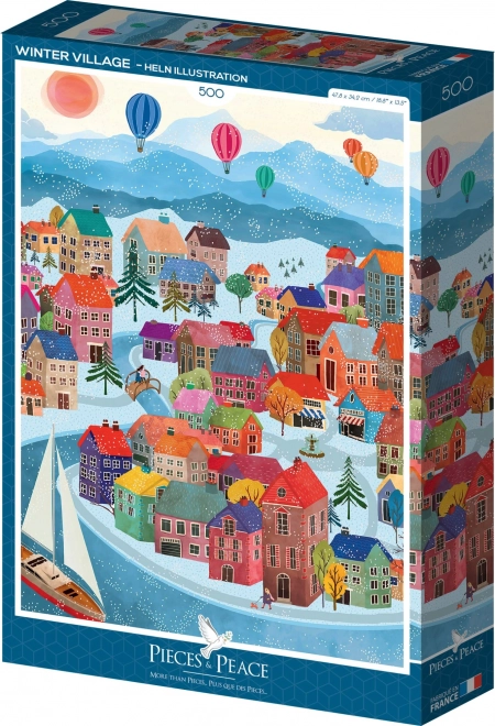 Puzzle Dedina v zime 500 dielikov