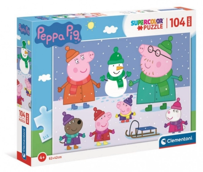 Clementoni Puzzle Prasiatko Peppa: Zima MAXI 104 dielikov