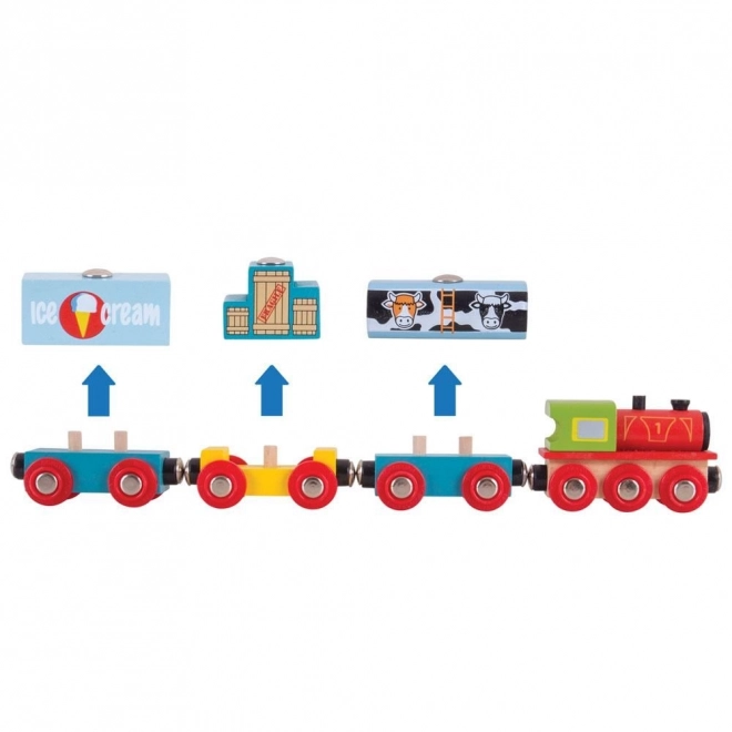 Bigjigs Rail Vláčik s nákladom a 3 koľajnicami