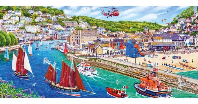 Panoramatické puzzle Prístav Looe od GIBSONS, 636 dielikov