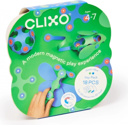 Clixo zelená a modrá magnetická stavebnica