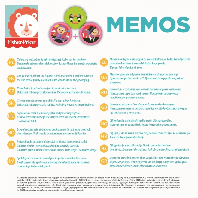 Pexeso Zvieratká Fisher-Price