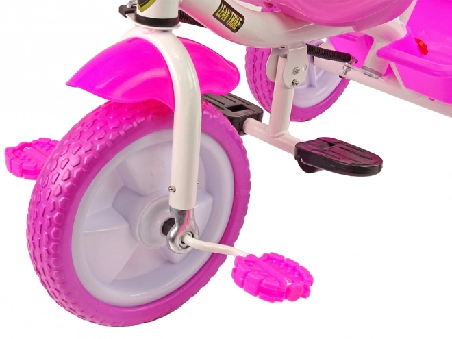 Ružový trojkolesový bicykel s košíkom a EVA kolesami