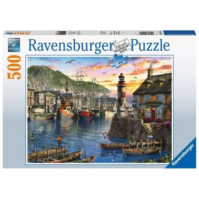 Puzzle Východ slnka v prístave 500 dielikov