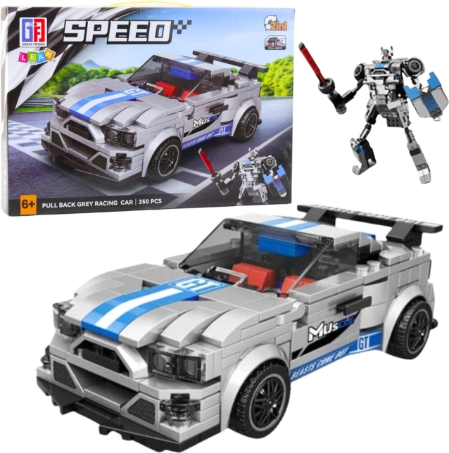 Stavebnica Auto Robot 2v1 Modro-Šedé s 350 Dielikmi