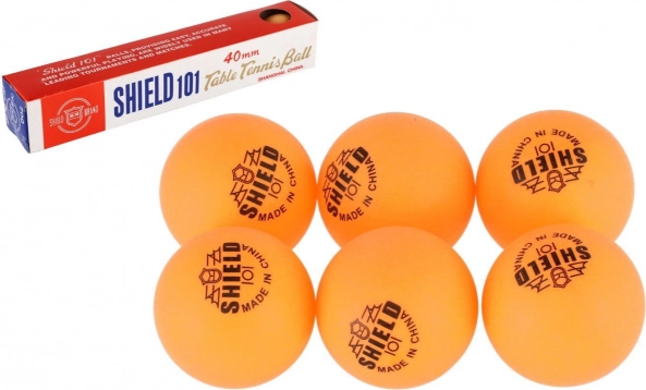 Loptičky na stolný tenis SHIELD 6 ks bezšvové žlté 40 mm