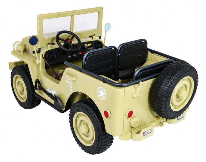 Retro vojenské auto pre deti so 4x4 pohonom, miestom pre 3 a EVA kolesá