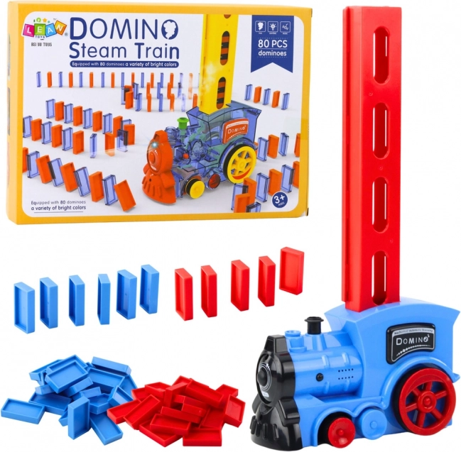 Elektrická lokomotíva na batérie s kockami Domino a parou