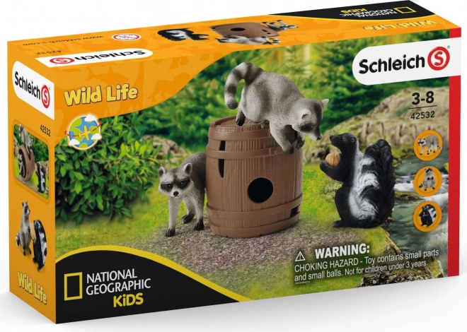 Zábavné orieškové šibalstvá Škunk a Medvedík čistotný Schleich Wild Life