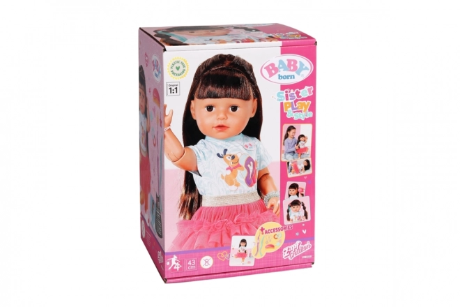 Staršia sestrička BABY born Play & Style, brunetka, 43 cm