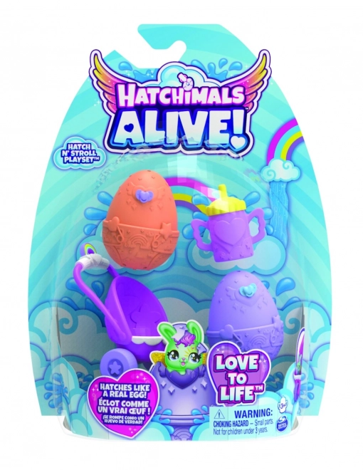 Hatchimals hrací set s kočíkom pre zvieratká