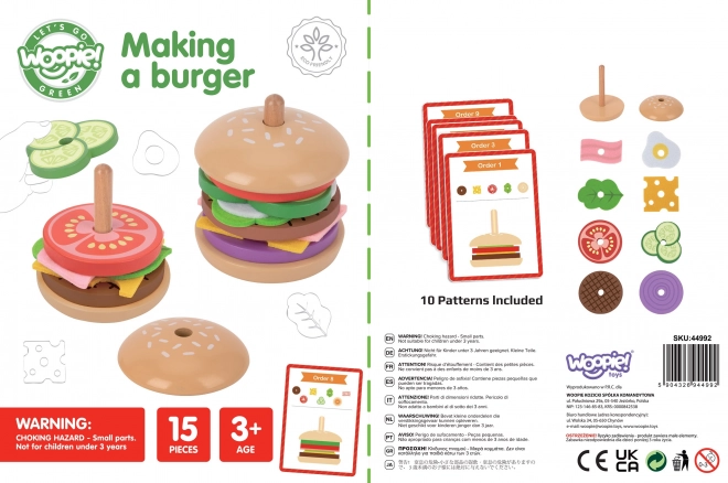 Woopie drevená burger reštaurácia skladačka pre deti