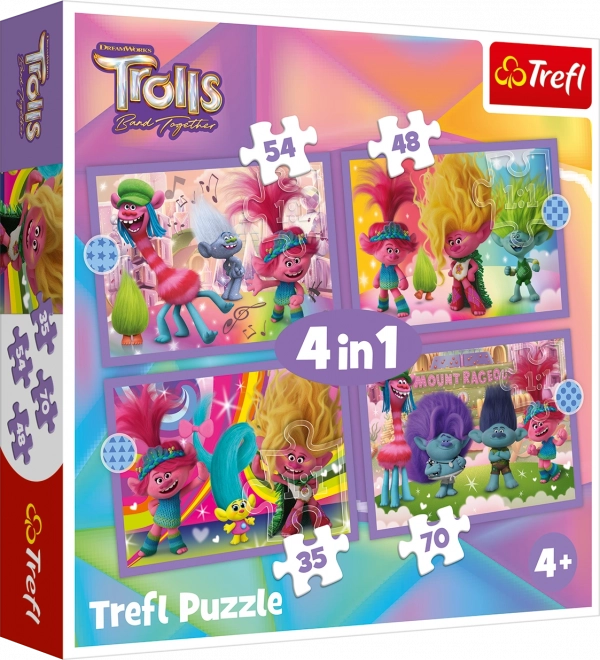 Trefl Puzzle Trolovia 3: Farebné Dobrodružstvo 4v1