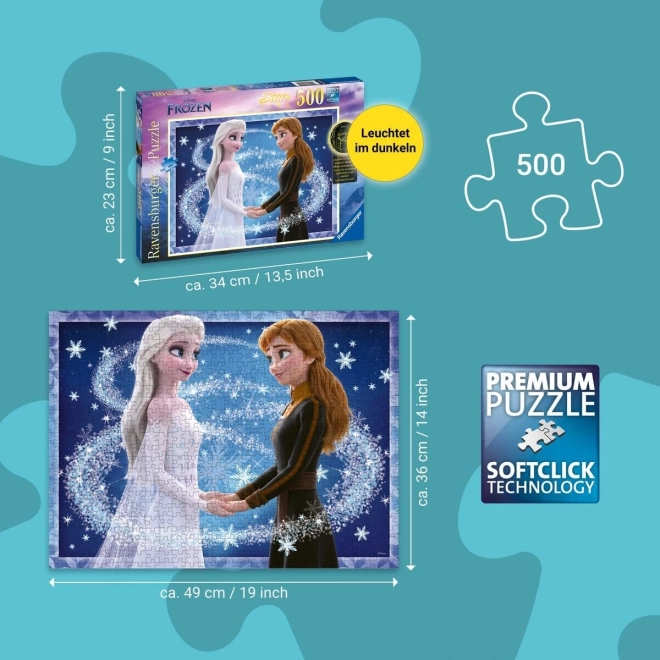 Svietiace puzzle Frozen: Sestry Anna a Elsa 500 dielikov