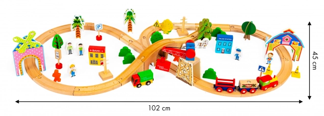 Drevená železnica s lokomotívou na batérie Ecotoys