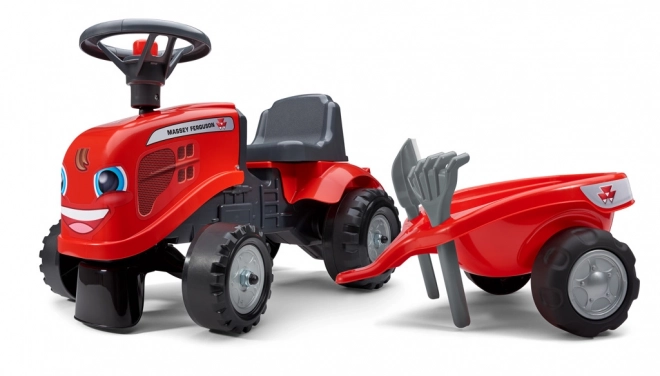 Odstrkovací traktor Massey Ferguson červený s volantem