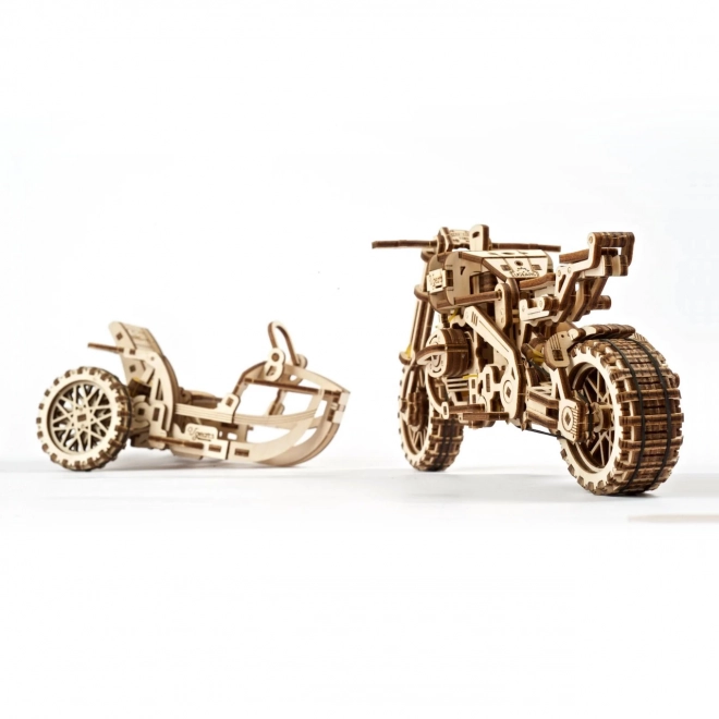 Ugears 3D puzzle Motocykel s vozíkom 380 dielikov