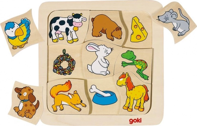 Goki Drevené puzzle Kto je čo? 9 dielikov