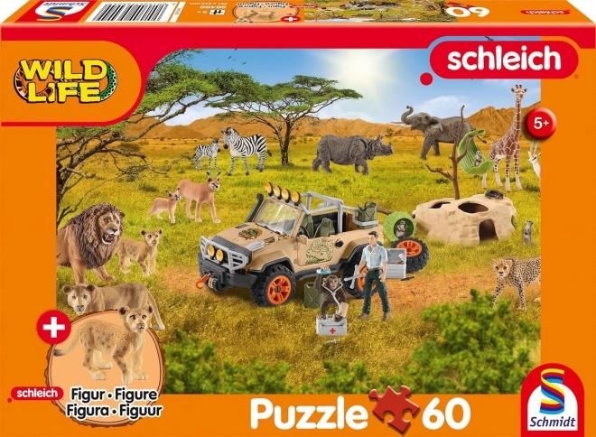 Puzzle Schleich v Savaně 60 dielikov s figúrkou