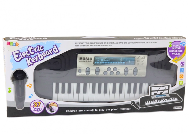 Detské elektrické piano čierne s mikrofónom a stojanom