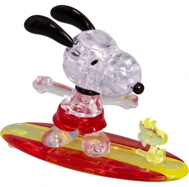 3D Krištáľové puzzle Surfujúci Snoopy