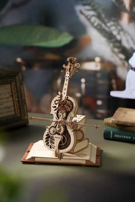 RobTime 3D drevené mechanické puzzle Čarovné violončelo