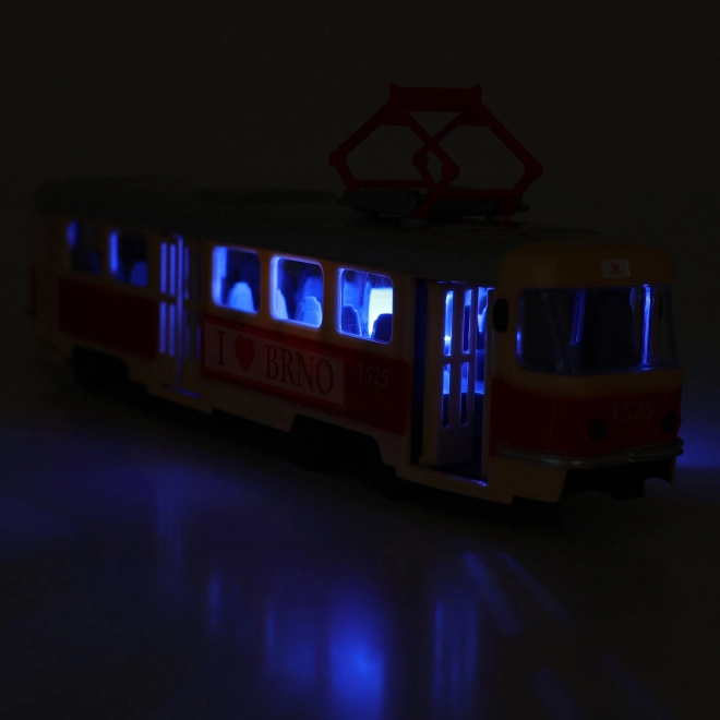 Električka oznamujúca zastávky po česky 28 cm BRNO