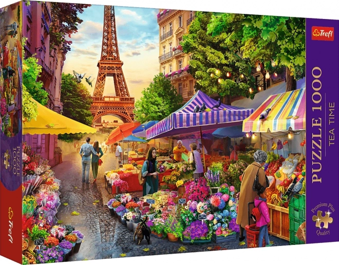 Premium Plus Puzzle 1000 ks - Čajový čas - Kvetinový trh, Paríž