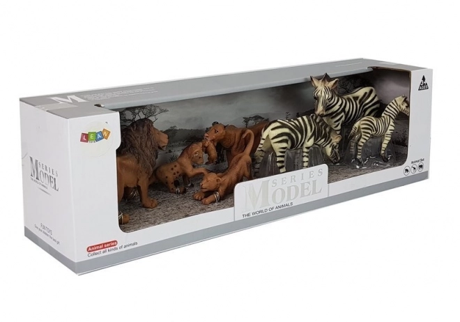 Set figuriek safari zvierat zebra lev levica mláďatá