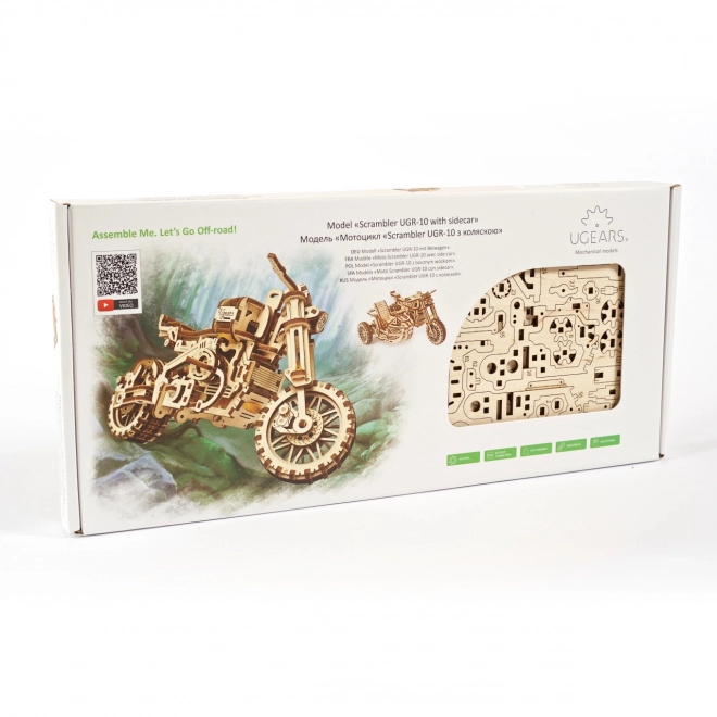 Ugears 3D puzzle Motocykel s vozíkom 380 dielikov