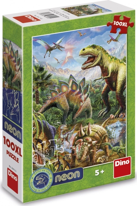 Svietiace puzzle svet dinosaurov 100 XL dielikov