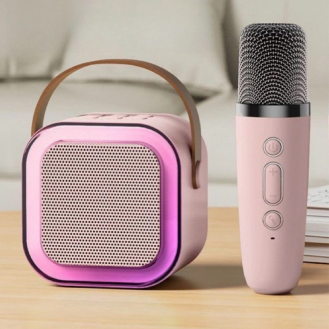 Karaoke reproduktor s mikrofónom K12 RGB Bluetooth ružový