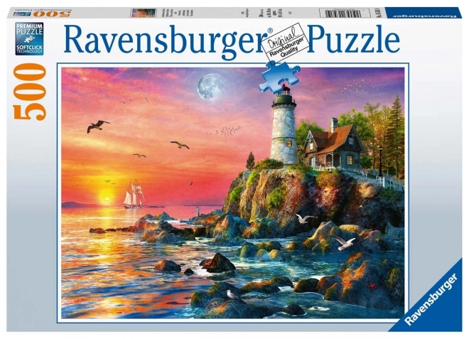 Puzzle Maják pri západe slnka