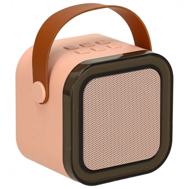 Karaoke sada s mikrofónom a prenosným bluetooth reproduktorom s USB a LED - ružová