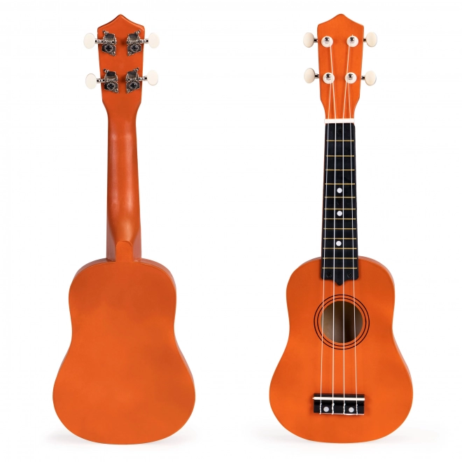 Detská drevená ukulele gitara s 4 nylonovými strunami Ecotoys