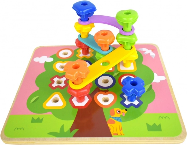 Tooky Toy viacúčelová tabuľa s farebnými skrutkami pre učenie tvarov