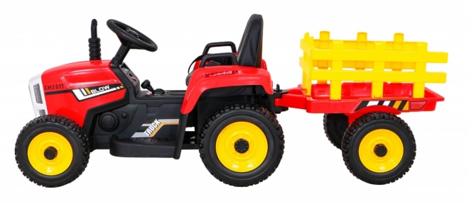 Pojazd traktor s prívesom Červený