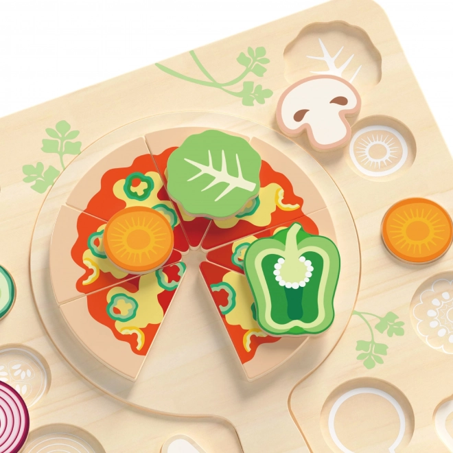 CLASSIC WORLD Drevená pizza na krájanie, puzzle 22 dielov