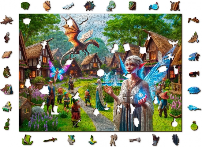 Drevené puzzle Fantasy dedinka