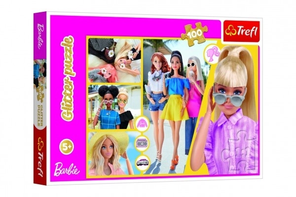 Glitrové Puzzle Barbie