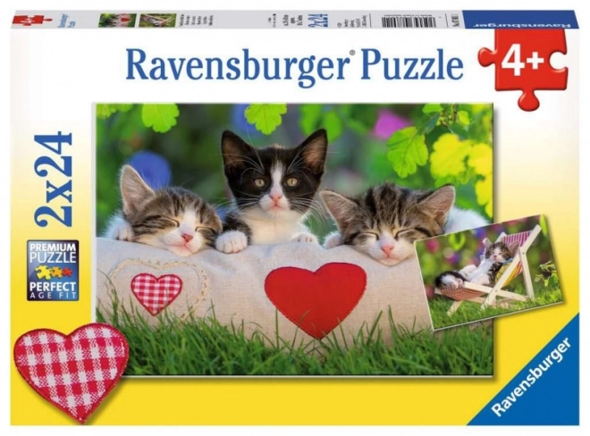 Ravensburger: Puzzle 2v1 - Spiace mačiatka