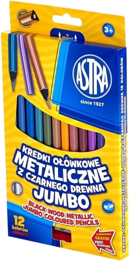 Astra metalické pastelky 12 ks so strúhadlom