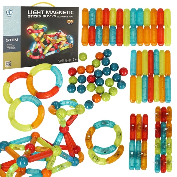 Magnetické Led Kocky Pre Malé Deti - Svietiace 102 Ks