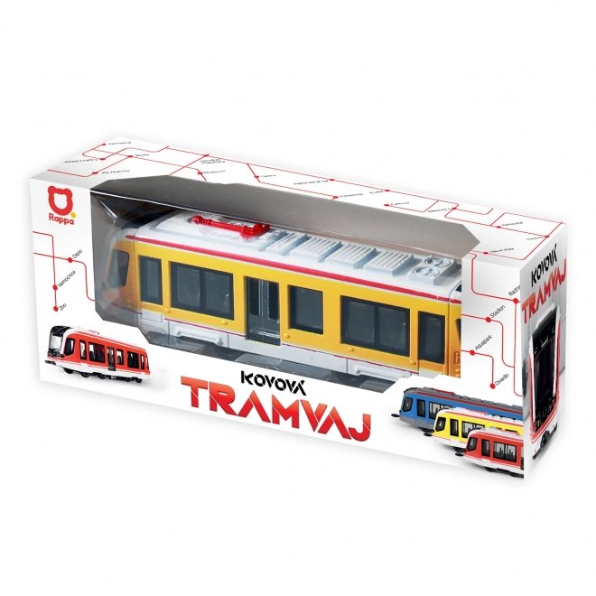 Kovová žltá električka